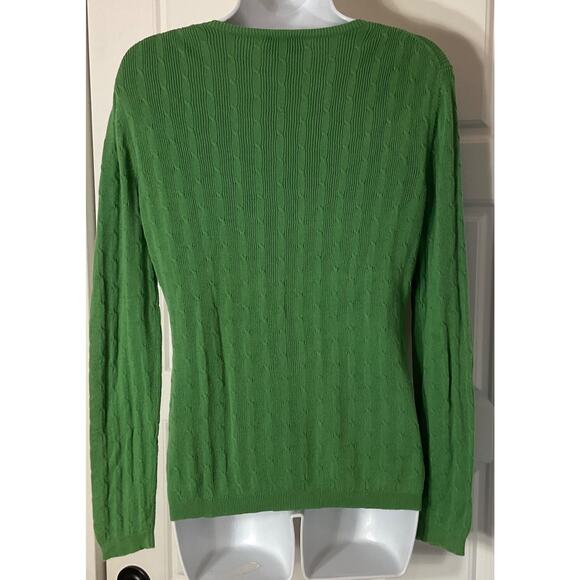Loft Green Textured Longsleeve Lightweight 100% Cotton Sweater M - Picture 3 of 6
